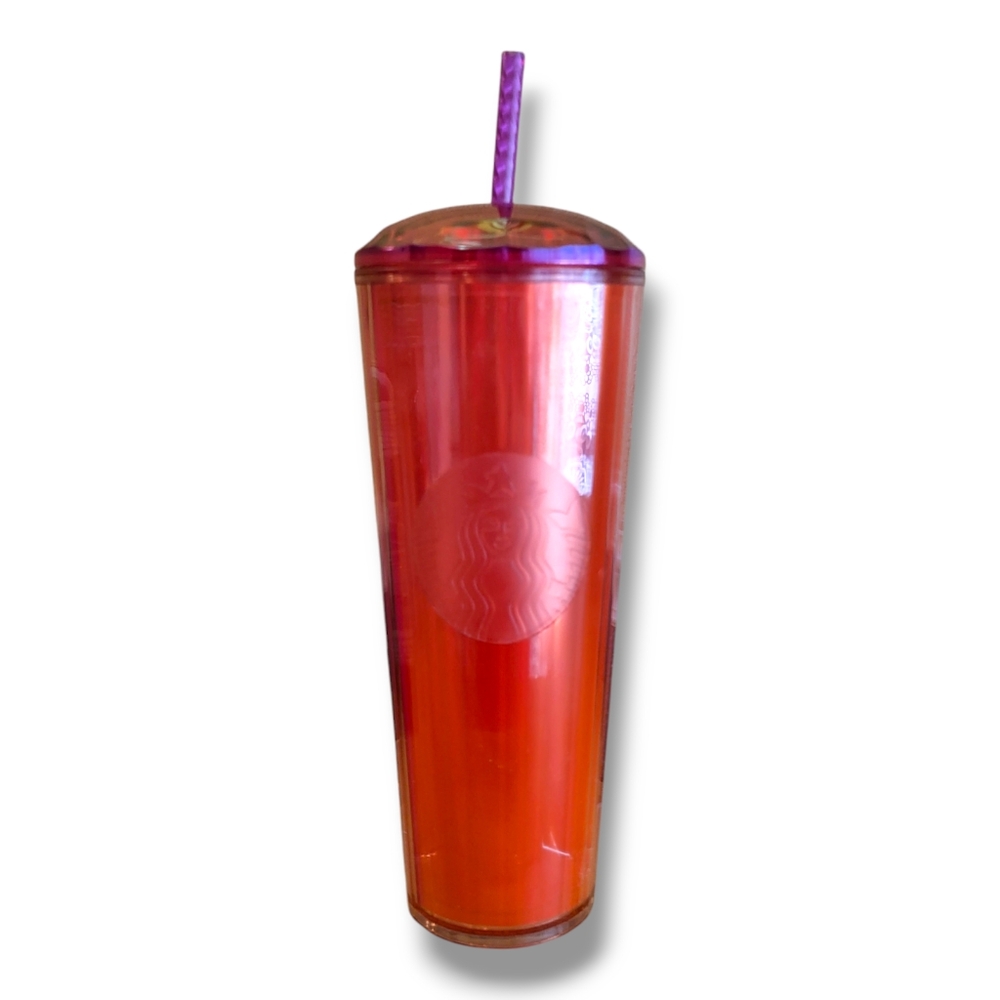 NEW‎ Starbucks Summer 2024 Orange Pink Split Dome Cold Cup Tumbler 24 Oz